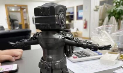SLA 3D Printed Space Warrior Designer Toy Prototype Painted with Metallic Black